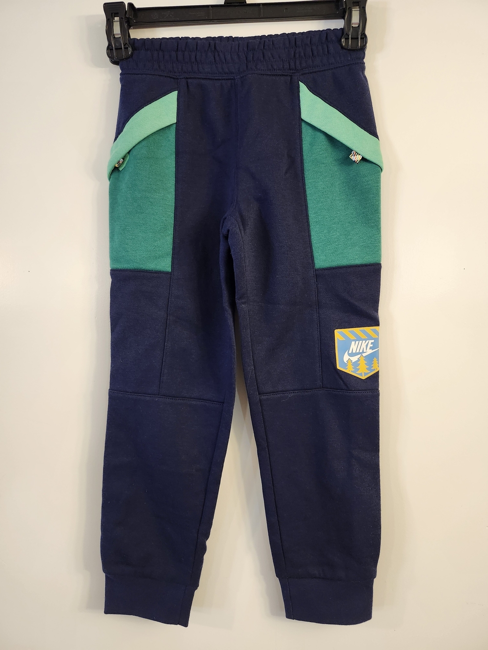 Nike Navy and Teal Colorblock Kids Joggers